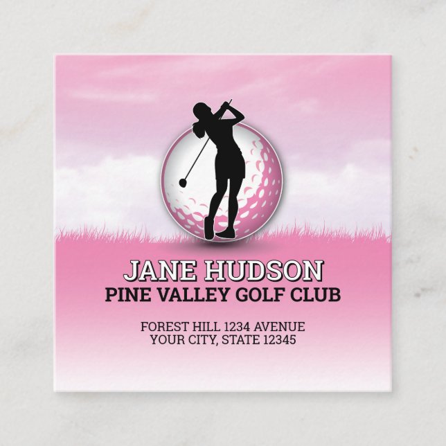 Tarjeta De Recepción Personalizado Elegante Mujeres Golfer Monograma Di (Anverso)
