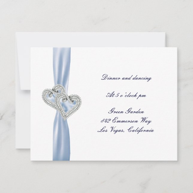 Tarjeta de recepción personalizado Ice Blue Hearts (Anverso)