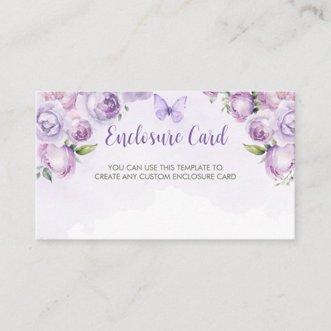 Tarjeta De Recepción Personalizado Morple Floral Mariposa Baby Shower (Anverso)