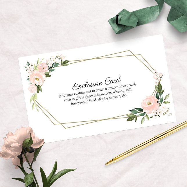 Tarjeta De Recepción Personalizado Rubor Floral Geométrico Bridal Showe (Subido por el creador)