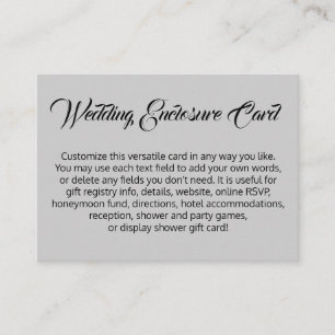 Tarjeta De Recepción Personalizado, simple Boda de gris claro versátil