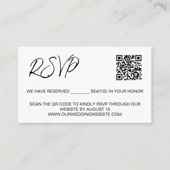 Tarjeta De Recepción Personalizado Sitio web del boda de códigos QR Asi (Anverso)