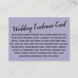 Tarjeta De Recepción Personalizado versátil Boda simple DIY Dusty Purpl