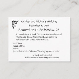 Tarjeta De Recepción Personalizar Boda Hotel Alojamiento Insertar Tarje