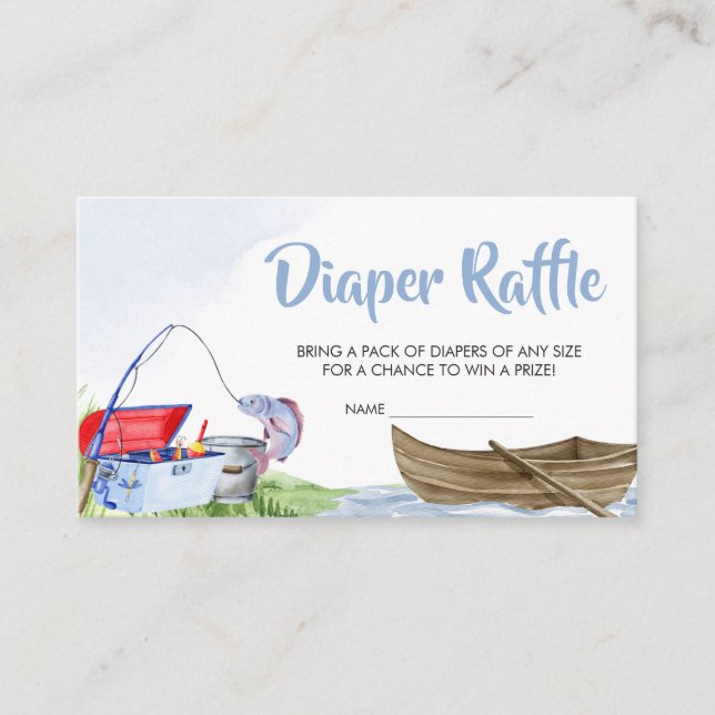 Tarjeta De Recepción Pesca de Baby Shower Diaper Raffle (Anverso)