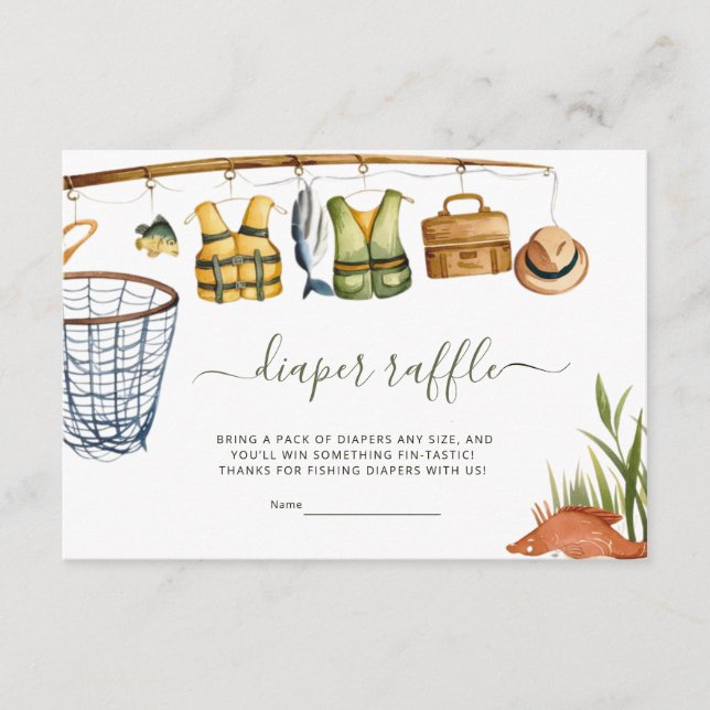 Tarjeta De Recepción Pesca de Baby Shower Diaper Raffle (Anverso)