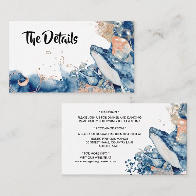 Tarjeta De Recepción Pescado de ballena mamíferos marinos moda naranja  (Anverso / Reverso)