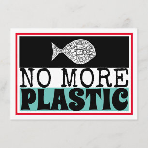 Tarjeta De Recepción Pescado plástico, detalle del cambio climático