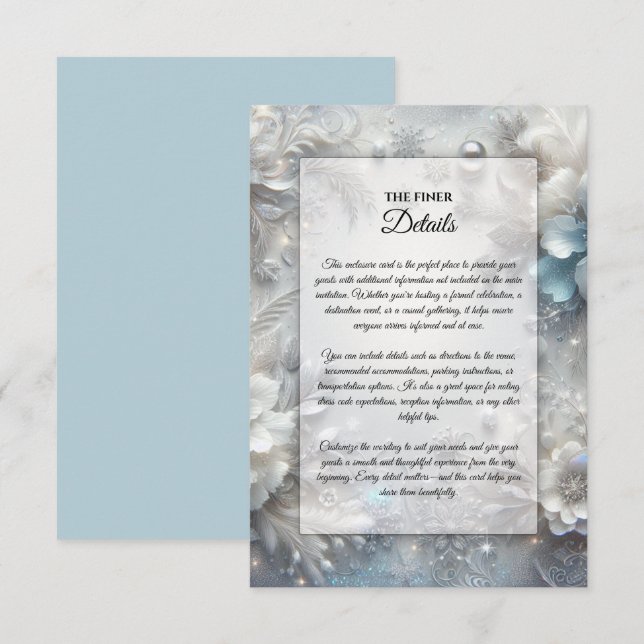 Tarjeta De Recepción Pétalos de nieve en Boda de sangre congelada (Anverso / Reverso)