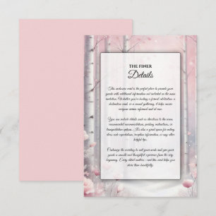 Tarjeta De Recepción Pétalos Helados en una Boda de Bosque Invernal