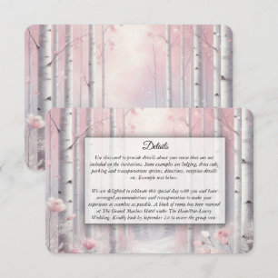 Tarjeta De Recepción Pétalos Helados en una Boda de Bosque Invernal