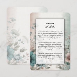 Tarjeta De Recepción Pétalos Oscuros y Serena Suavidad Boda Floral