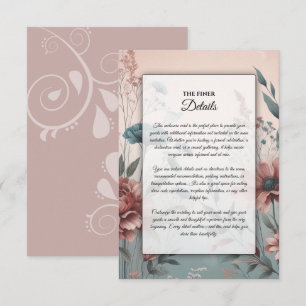 Tarjeta De Recepción Pétalos Oscuros y Serenidad Suave Floral