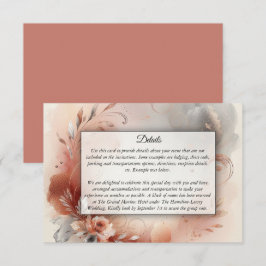 Tarjeta De Recepción Pétalos ruborizados y Boda de Swirls plateado