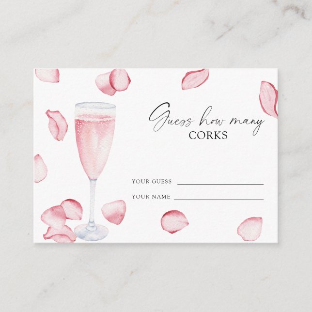 Tarjeta De Recepción Pétalos y Prosecco - adivinen cuántos corchos (Anverso)