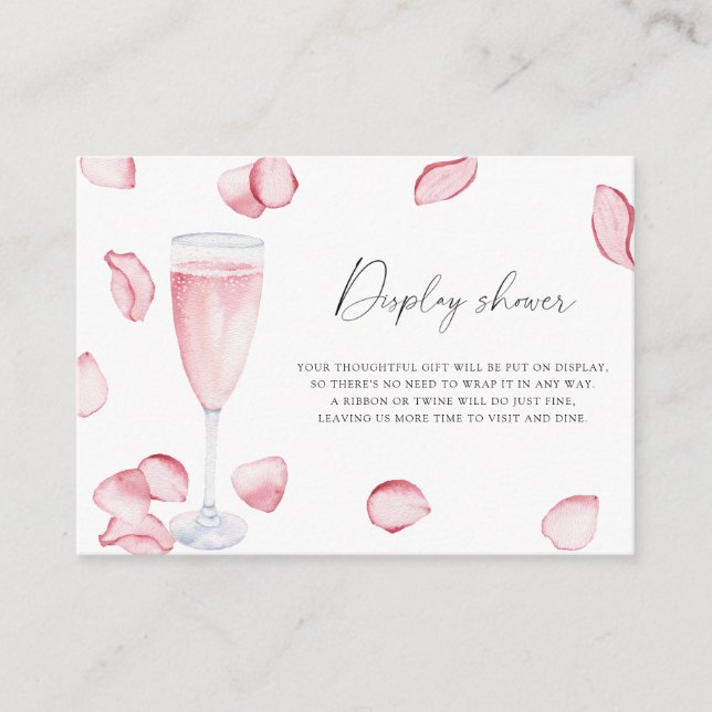 Tarjeta De Recepción Pétalos y Prosecco - Exposición de ducha (Anverso)