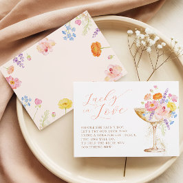 Tarjeta De Recepción Petals Prosecco Bridal Shower Lucky in Love Card