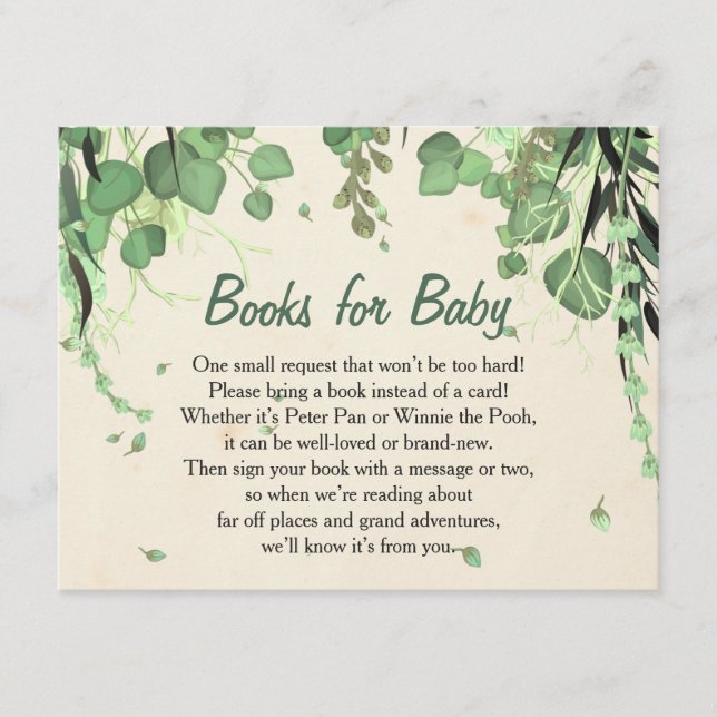 Tarjeta De Recepción Peter Pan Neverland Books para insertar en el bebé (Anverso)