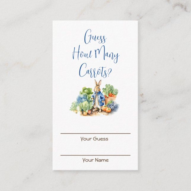 Tarjeta De Recepción Peter rabbit adivina cuántas zanahorias (Anverso)