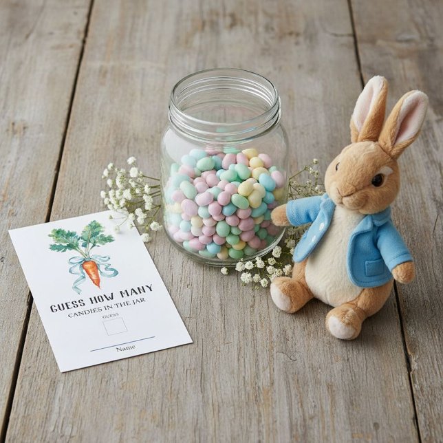 Tarjeta De Recepción Peter Rabbit Adivina Cuántos juegos de Baby Shower (Subido por el creador)
