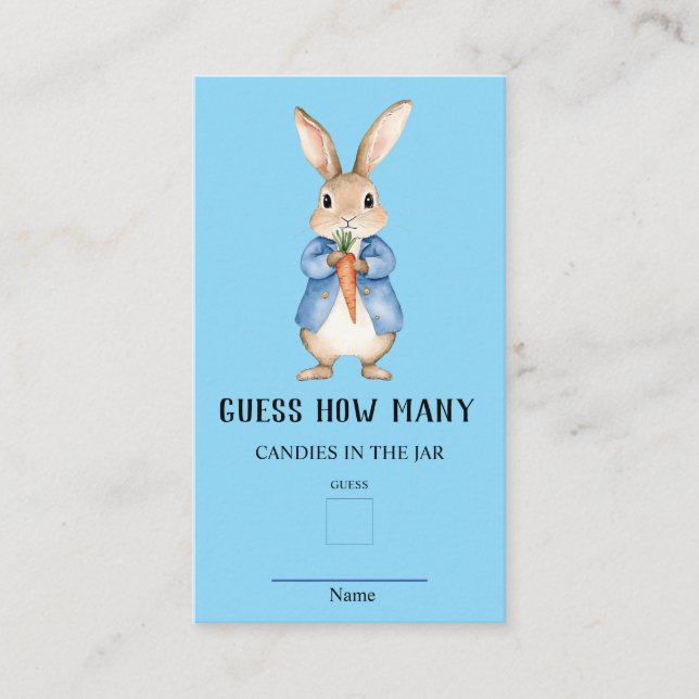 Tarjeta De Recepción Peter Rabbit Adivina Cuántos juegos de Baby Shower (Anverso)