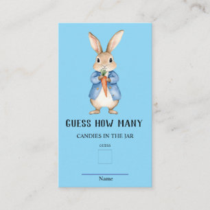 Tarjeta De Recepción Peter Rabbit Adivina Cuántos juegos de Baby Shower