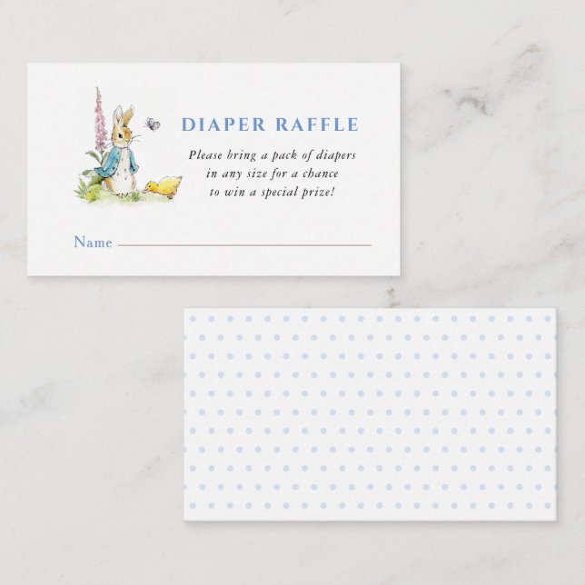 Tarjeta De Recepción Peter Rabbit Baby ducha Diaper Raffle (Anverso / Reverso)