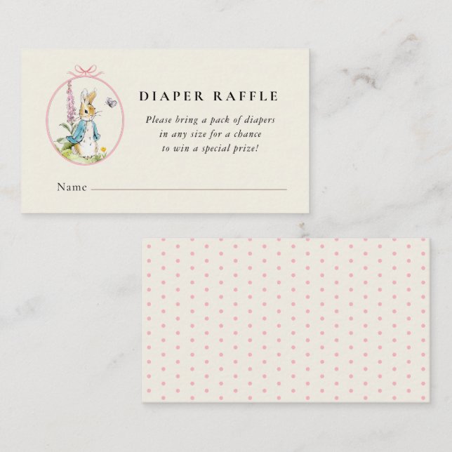 Tarjeta De Recepción Peter Rabbit Baby ducha Diaper Raffle (Anverso / Reverso)