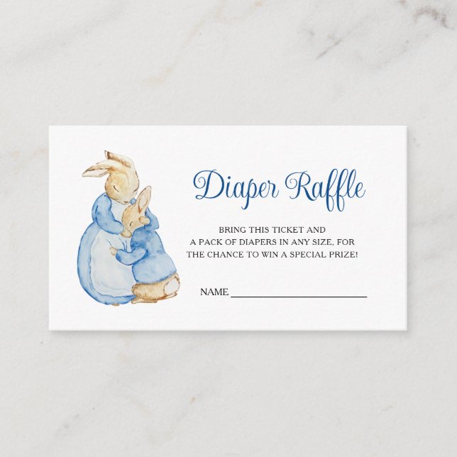 Tarjeta De Recepción Peter Rabbit Baby Shower Diaper Raffle (Anverso)