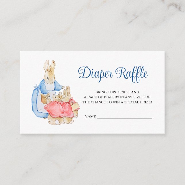 Tarjeta De Recepción Peter Rabbit Baby Shower Diaper Raffle (Anverso)