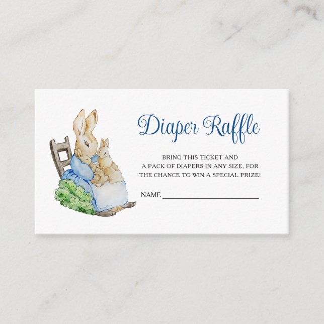 Tarjeta De Recepción Peter Rabbit Baby Shower Diaper Raffle (Anverso)