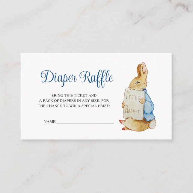 Tarjeta De Recepción Peter Rabbit Baby Shower Diaper Raffle (Anverso)