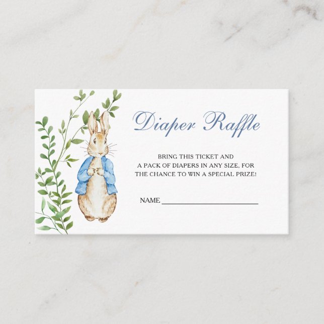 Tarjeta De Recepción Peter Rabbit Baby Shower Diaper Raffle (Anverso)
