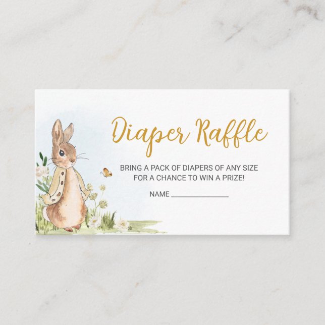 Tarjeta De Recepción Peter Rabbit Baby Shower Diaper Raffle (Anverso)