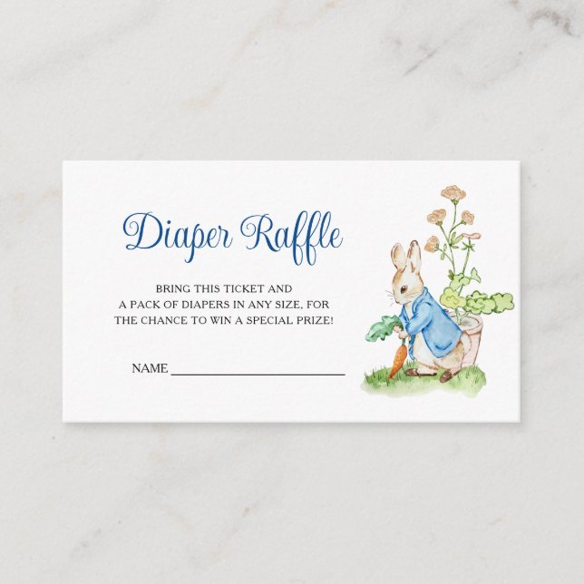 Tarjeta De Recepción Peter Rabbit Baby Shower Diaper Raffle (Anverso)
