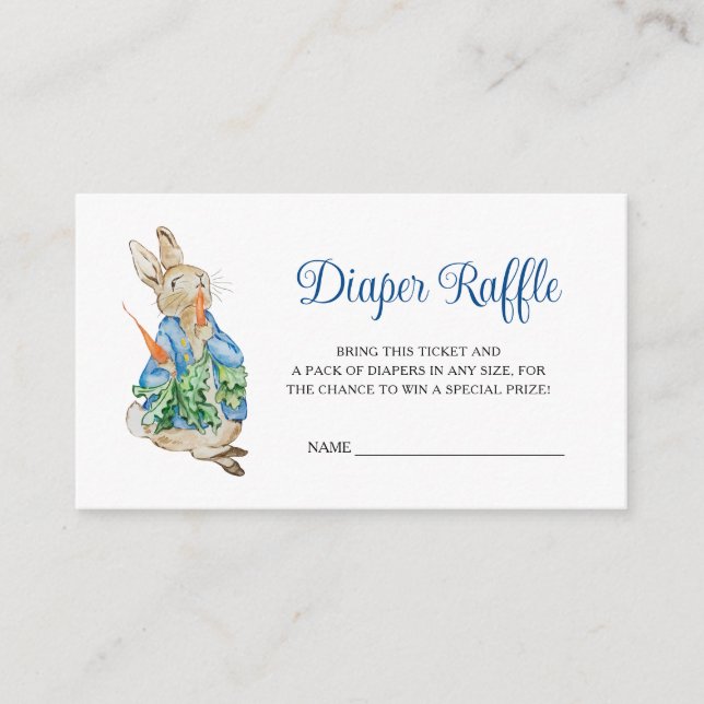 Tarjeta De Recepción Peter Rabbit Baby Shower Diaper Raffle (Anverso)