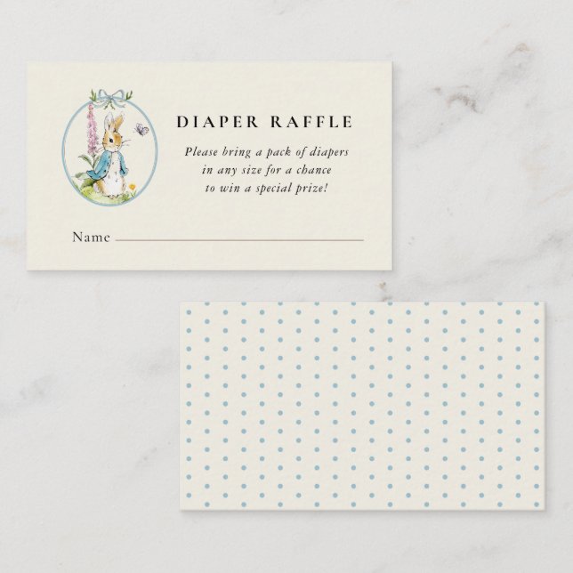 Tarjeta De Recepción Peter Rabbit Niño ducha Diaper Raffle (Anverso / Reverso)