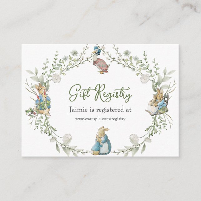 Tarjeta De Recepción Peter Rabbit Wildflower Gift Registry (Anverso)