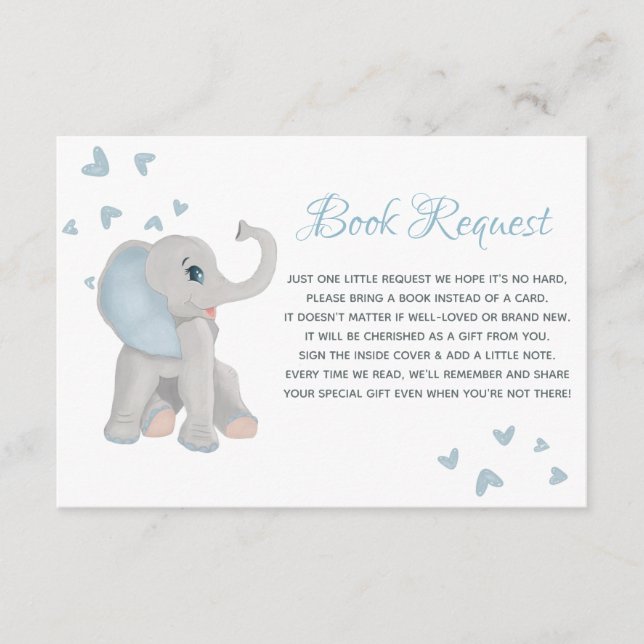 Tarjeta De Recepción Petición de libro de acuarela sobre elefantes gris (Anverso)