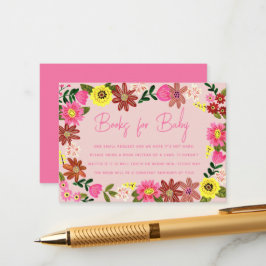 Tarjeta De Recepción Petición de libro de Baby Shower con flores de col