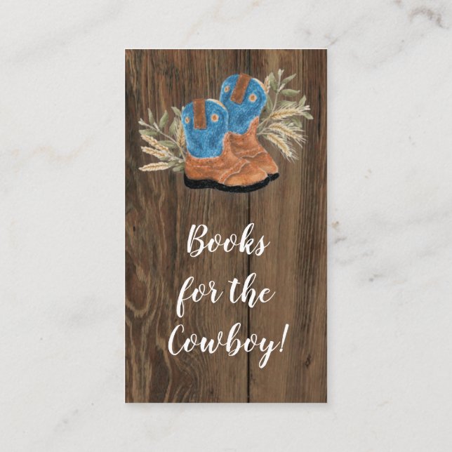Tarjeta De Recepción Petición de libro de Baby Shower de Little Cowboy  (Reverso)