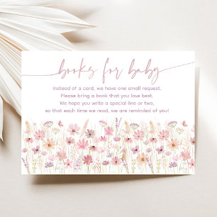 Tarjeta De Recepción Petición de libro de Baby Shower Dusty Pink Wildfl