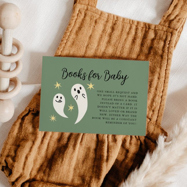 Tarjeta De Recepción Petición de libro de Baby Shower Little Boo Green (Subido por el creador)
