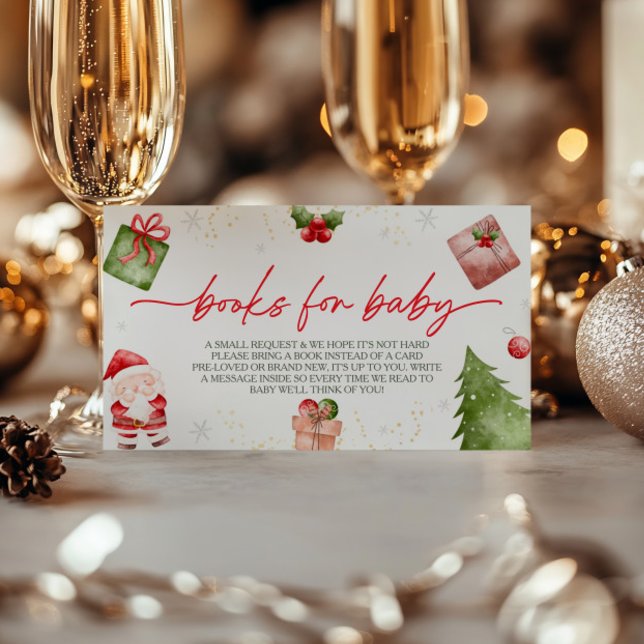 Tarjeta De Recepción Petición de libro de Baby Shower para Navidades de (Subido por el creador)