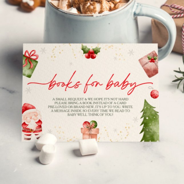 Tarjeta De Recepción Petición de libro de Baby Shower para Navidades de (Subido por el creador)