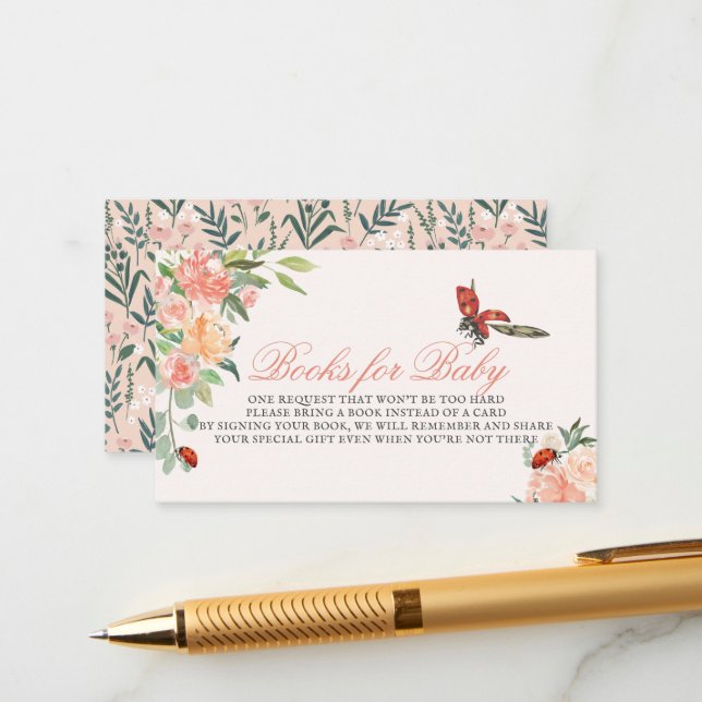 Tarjeta De Recepción Petición de libro de Baby Shower para Rosas de Lit (Anverso/Reverso In Situ)