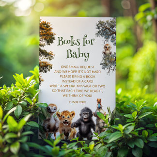 Tarjeta De Recepción Petición de libro de Baby Shower Safari Baby Anima