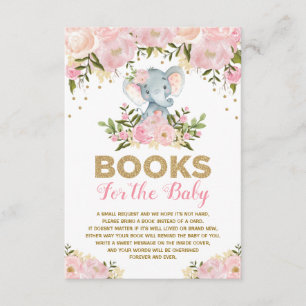 Tarjeta De Recepción Petición de libro de elefantes rosados florales pa