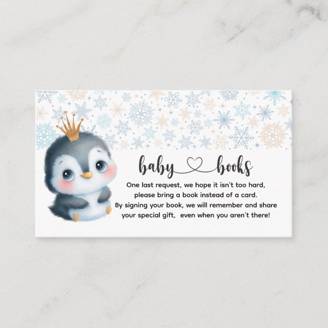 Tarjeta De Recepción Petición de libro de pingüino para bebés (Anverso)