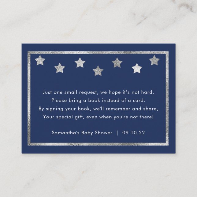 Tarjeta De Recepción Petición de libro de Twinkle Baby Shower, trae un  (Anverso)